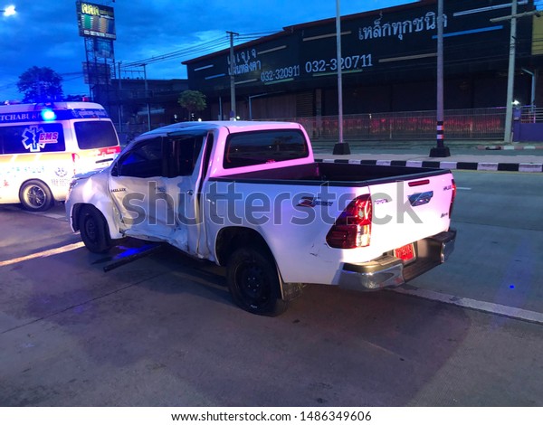 Two White Fourdoor Pickup Truck Collided Stock Photo Edit Now