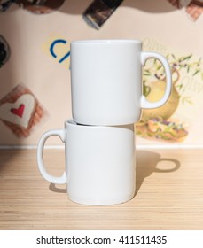 Two White Mug For Mockup
