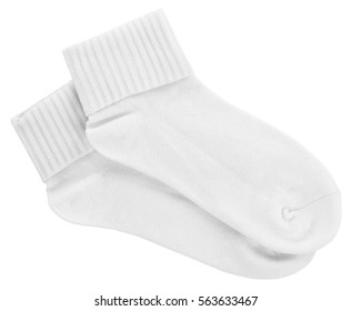 Two White Sock Closeup On Isolated White Background