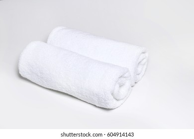 Two White Towel On White Background