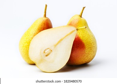 Two whole and half pears on an isolated background. Big plan. - Shutterstock ID 1820480570