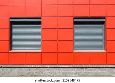 Two Windows Closed With Roller Shutters