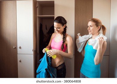  Two Woman Changing In Locker Room In Gym