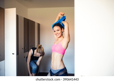  Two Woman Changing In Locker Room In Gym