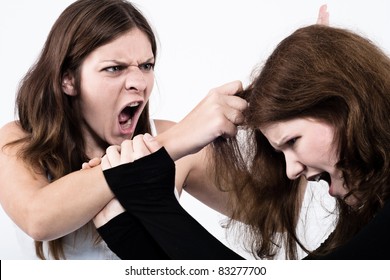 Two Women Fighting And Screaming