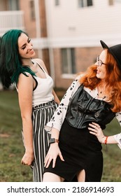 Two Women Hanging Out Outside