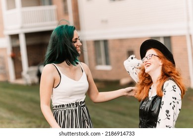 Two Women Hanging Out Outside