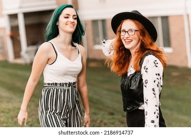 Two Women Hanging Out Outside