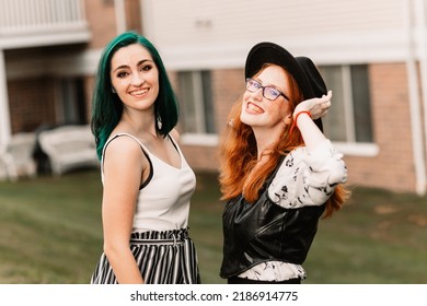 Two Women Hanging Out Outside