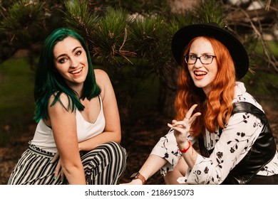 Two Women Hanging Out Outside