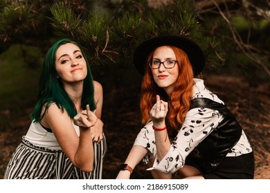 Two Women Hanging Out Outside