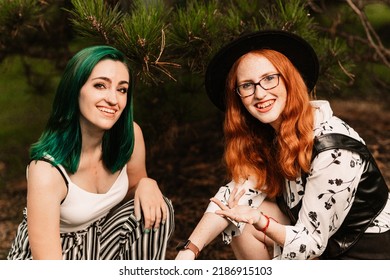 Two Women Hanging Out Outside