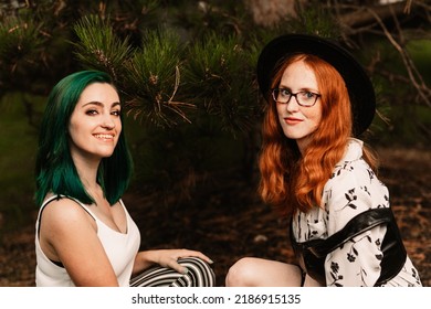 Two Women Hanging Out Outside