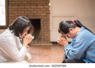 Two Women Praying Together And Encourage Each Other. 