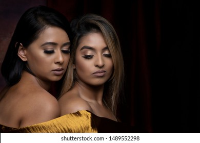 Two Women Together On Studio Backdrop Stock Photo 1489552286 