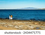 Two women walking in the beach. Puerto peñasco, Sonora, Mexico. 