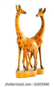 Two Wood Giraffes On White Background Stock Photo 61053340 | Shutterstock