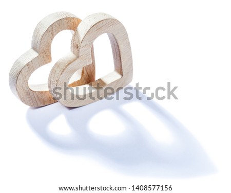 two wood herts isolated on white background