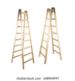 Two Wooden Ladder Isolated On White