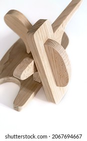 Two Wooden Pads Made Of Beech For Wet-heat Treatment On An Iron.