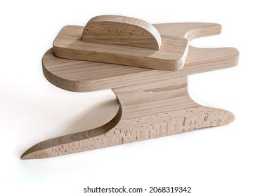 Two Wooden Pads Made Of Beech For Wet-heat Treatment On An Iron.