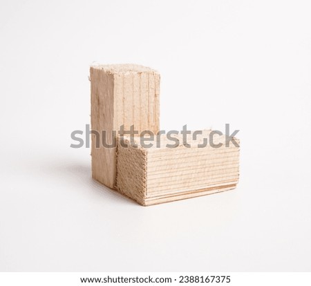 Two Wooden Rectangular Cubes Creative Concept Closeup Photo Isolated On White Background