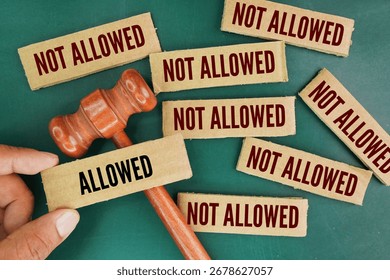Two words Allowed And Not Allowed. select allowed. past participles of the verb 