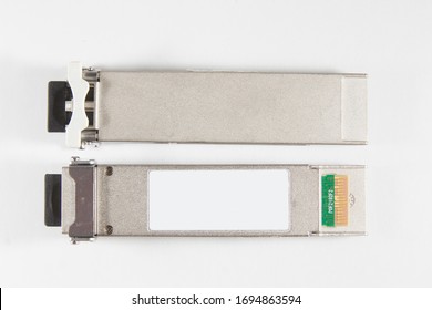 Two XFP Optical Transceiver On White Background