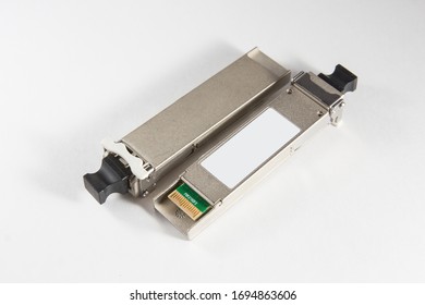 Two XFP Optical Transceiver On White Background