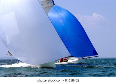 Two Yacht Spinnaker At Regatta