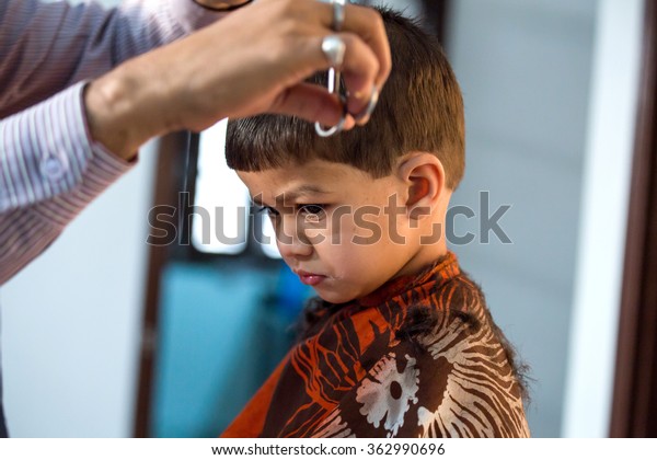Two Year Old Kid Having Haircut Stock Photo Edit Now 362990696