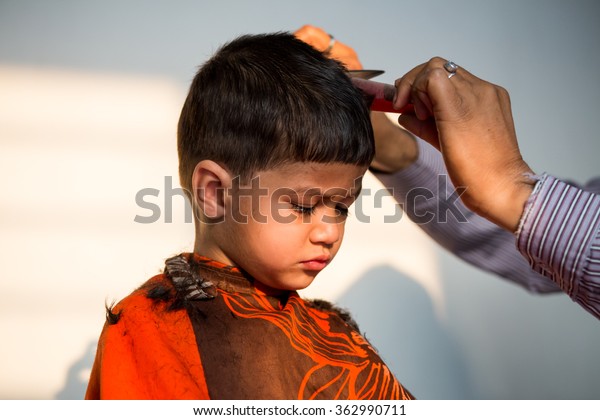 Two Year Old Kid Having Haircut Stock Photo Edit Now 362990711