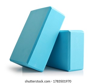 Two yoga blocks isolated on a white background with clipping path