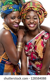 Two young beautiful African fashion models.
