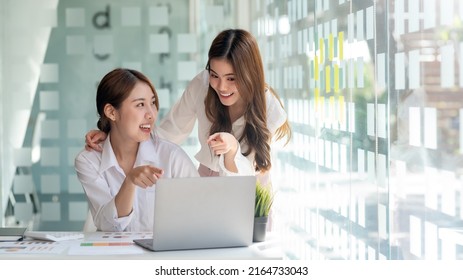 Two Young Beautiful Asian Business Woman Stock Photo 2164733043 ...