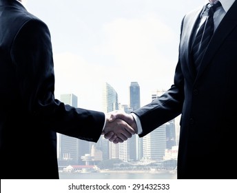 Two Young Businessmen Shaking Hands