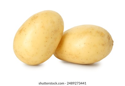 Two young fresh potatoes isolated on white