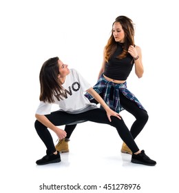 Two Young Girl Dancing Street Dance