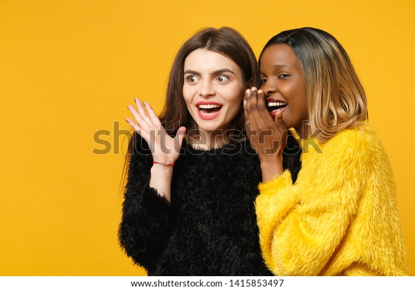 Two Young Women Friends European African Stock Image Download Now