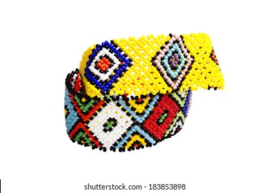 Two Zulu Beadwork Bracelets In Bright Colors