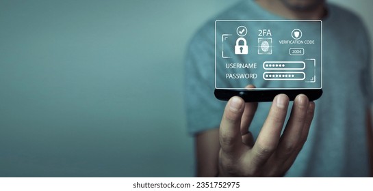 Two-factor authentication 2FA security. Personal data security