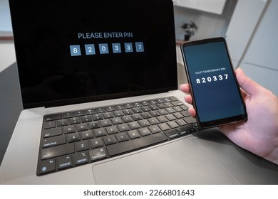 Two-factor authentication. Modern authentication technologies. Security code for accessing financial data on the Internet.