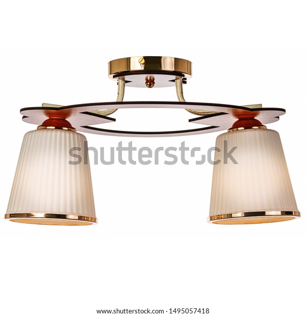Twolamp Chandelier Two Shades Modern Ceiling Stock Photo Edit Now