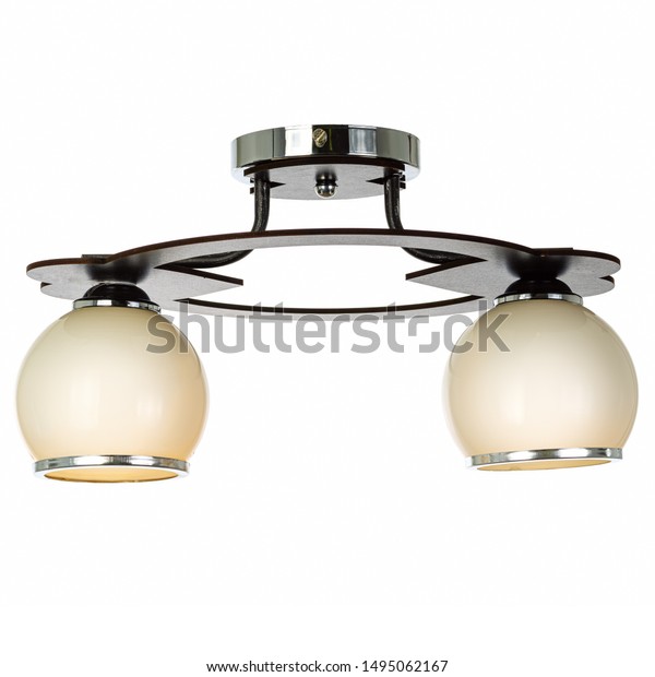 Twolamp Chandelier Two Shades Modern Ceiling Royalty Free Stock