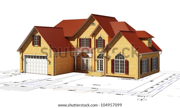 Twostorey Cottage Territory Plan On White Stock Photo Edit Now