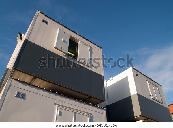 Twostorey Temporary Office Cabins Building Development Stock Photo