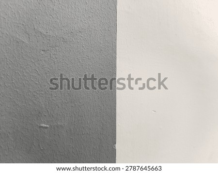 Two-tone painted wall texture split vertically into grey and white colors background.
