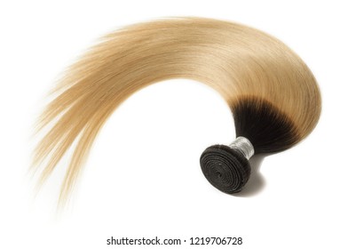 Two-tone Straight Ombre Style Black With Golden Blonde Human Hair Weaves Extensions