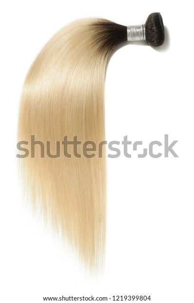 Twotone Straight Ombre Styleblack Bleached Creamy Stock Photo