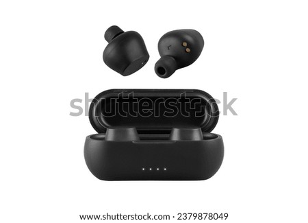 TWS True Wireless Eabuds Earpods Airpods  Earphones Basic Black white background isolated